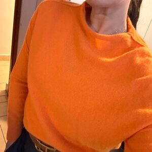 Vibrant Orange Cowl Neck Sweater